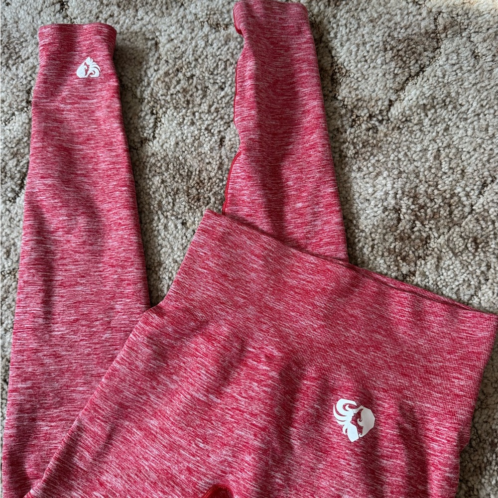Women's Red Marled Leggings